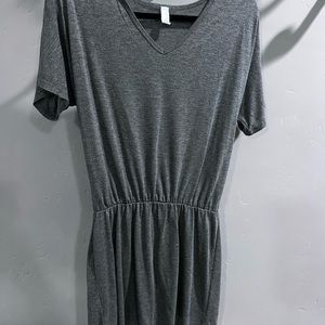 Dolman T shirt dress with elastic at waist